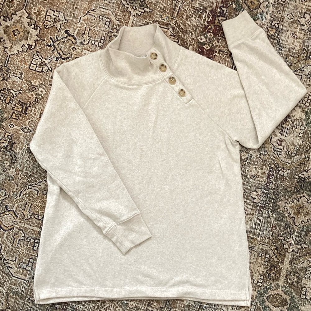J. Crew Beige Button-Accent Sweater